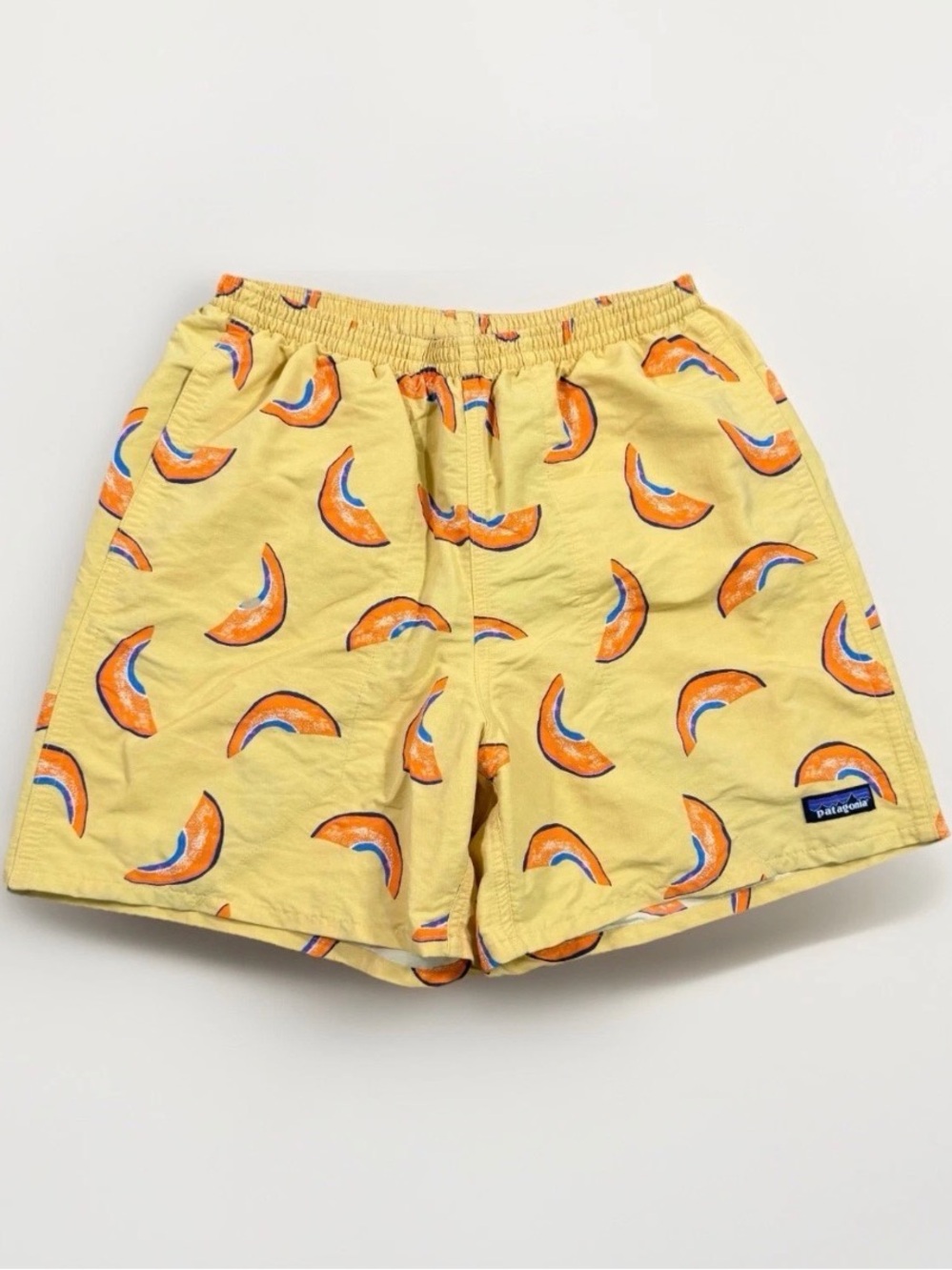 Patagonia surfboard yellow melons 5” baggies activewear men’s swim shorts size S